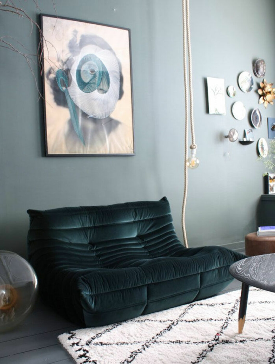 Foto: <a href="https://www.ligne-roset.com/us/modele/living/sofas/togo/37" target="_blank" rel="noopener">Ligne Roset</a> Grön sammetssoffa