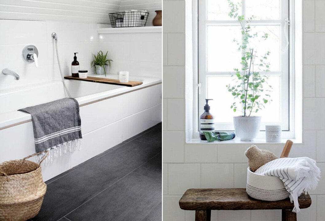Foto: <a href="https://www.solebich.de/bild/diy-badezimmer-gut-g%C3%BCnstigwink/852049" target="_blank" rel="noopener">Solebich</a> / <a href="http://www.styleandminimalism.com/2016/03/minimal-bathroom-styling-tips/" target="_blank" rel="noopener">Style & minimalism</a> Badkar med hylla