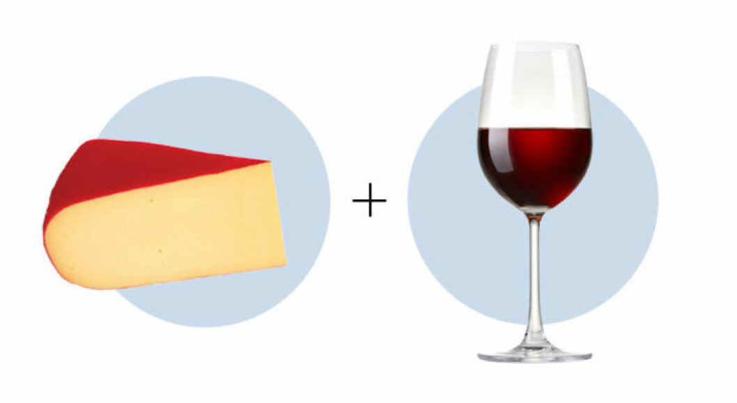 Ost och vinkombination Gouda och Merlot