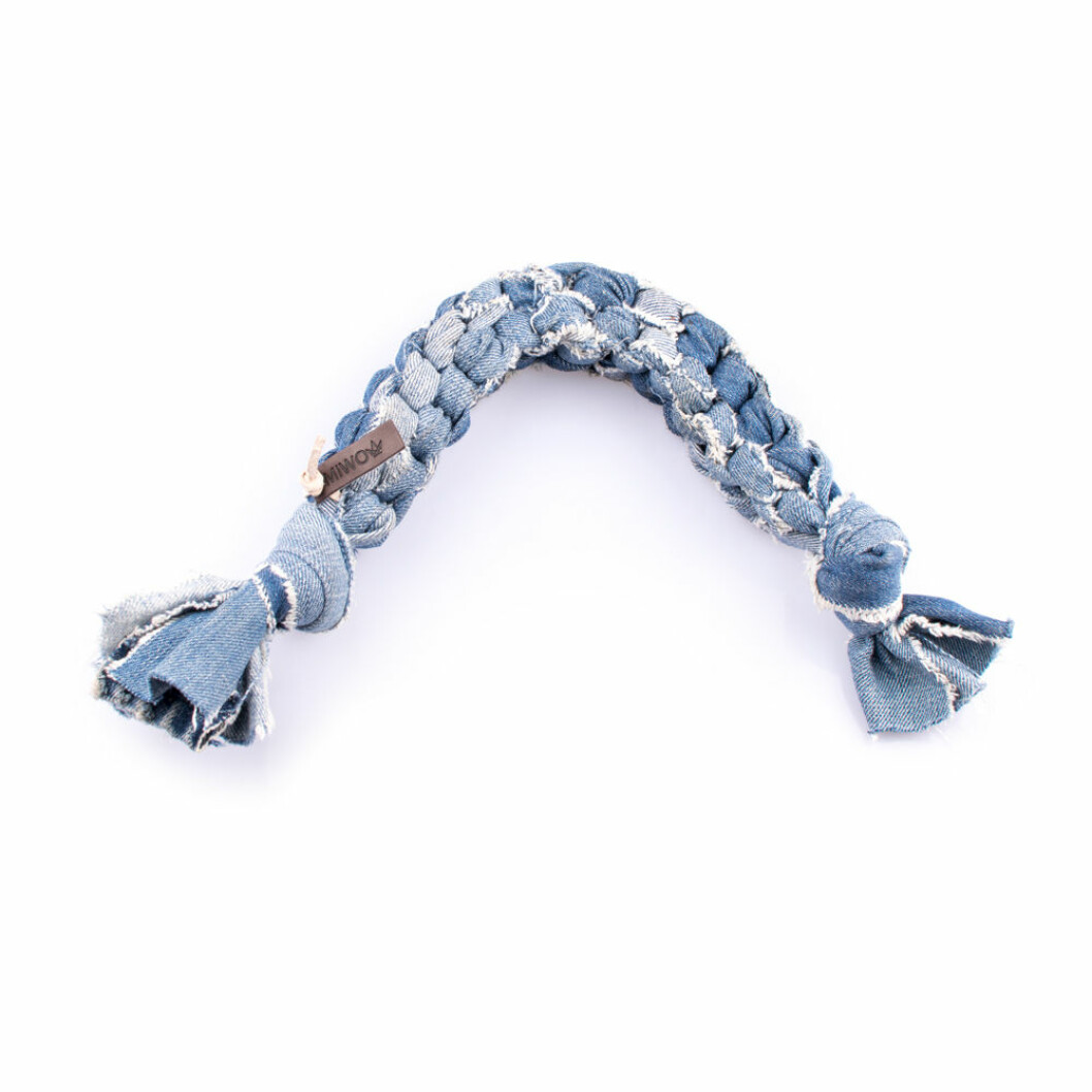 Hundleksak i denim