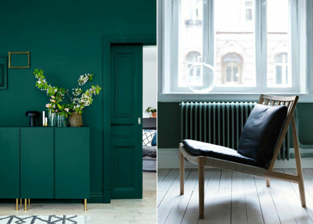 Grön färg, grön sideboard