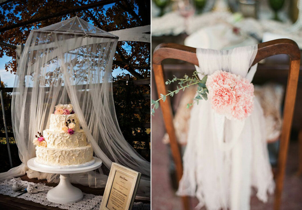 Foto via: <a href="http://www.topweddingsites.com/wedding-blog/uncategorized/tied-up-in-tulle" target="_blank" rel="noopener">Top wedding sites</a> Sänghimmel utomhus