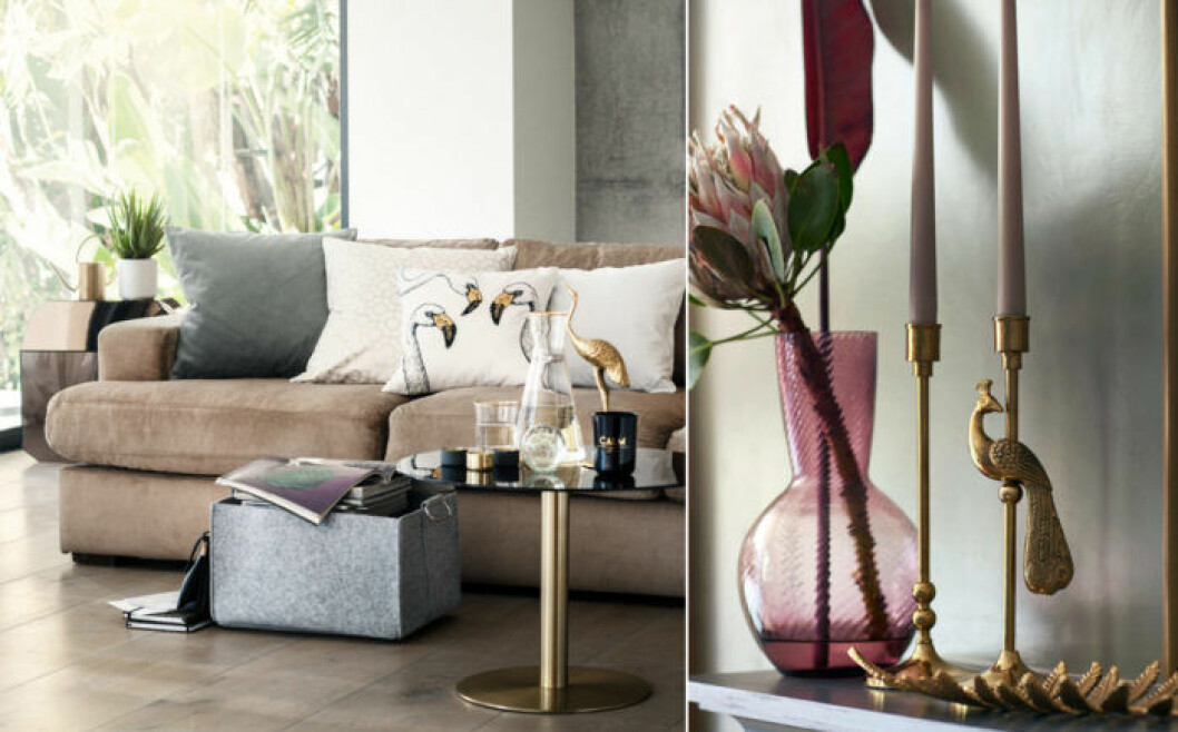 Foto: <a href="http://www.hm.com/se/department/HOME" target="_blank" rel="noopener">H&M Home</a> Vårtrender 2018 på H&M Home. Mässingsdetaljer, fågelfigurer.