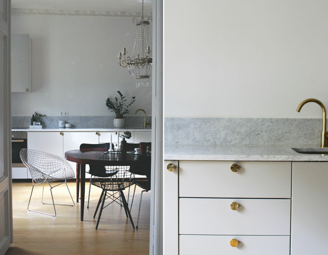 Foto: <a href="http://elleblogg.no/live/2014/08/19/kjokkensniktitt/" target="_blank" rel="noopener">Live Brekke</a> Ikea kök med marmor