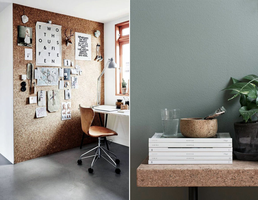 Foto: <a href="http://www.petrabindel.com/" target="_blank">Petra Bindel</a> Via: <a href="https://www.elle.se/decoration/hemma-hos-skapade-60-talets-los-angeles-i-malmo/" target="_blank">Elle Decoration</a> / <a href="http://www.chic-deco.com/decor-trends-new-cork-furniture/" target="_blank">Chic Deco</a> 08. kork