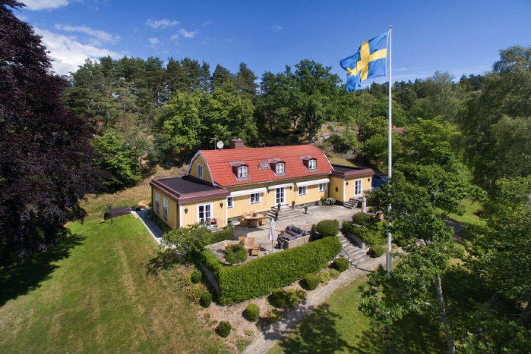Villa Garbo till salu. Fotograferat uppifrån. 