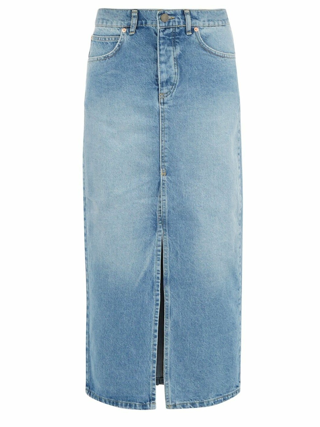 Ljusblå jeanskjol med slits