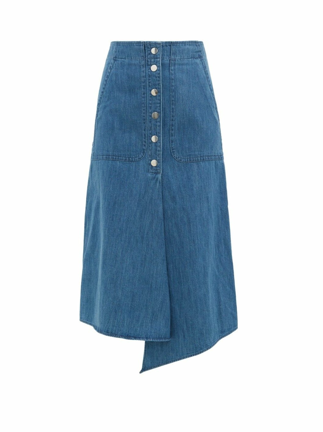 Asymetrisk jeanskjol med knappar