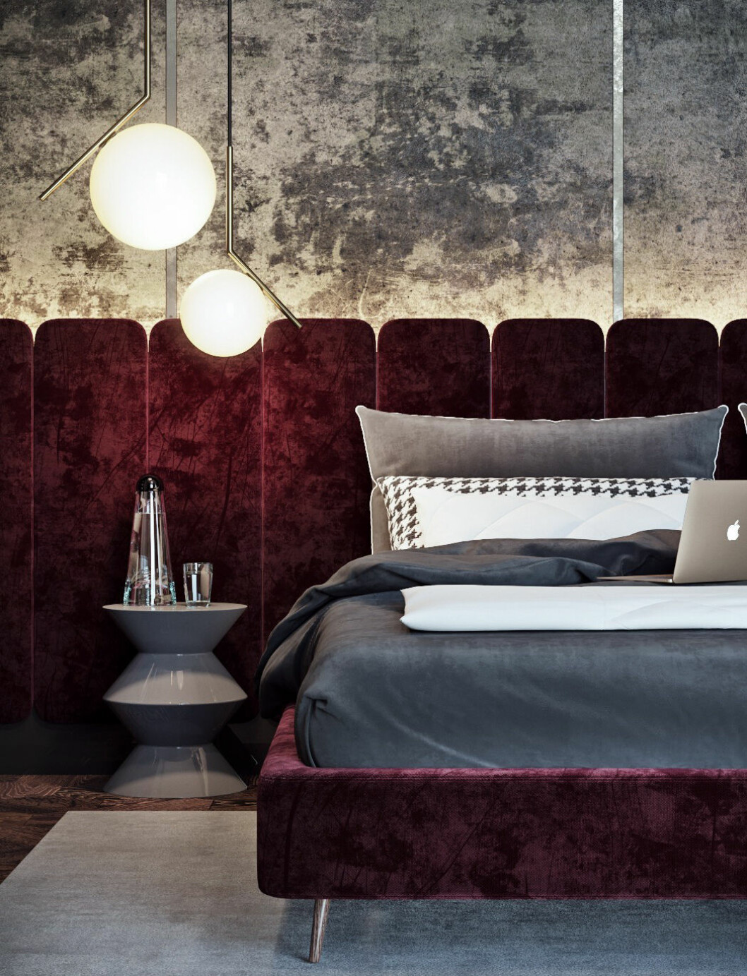 Foto: <a href="http://www.tolkointeriors.ru/" target="_blank" rel="noopener">Tolko interiors</a> Sammet i djupröd ton.
