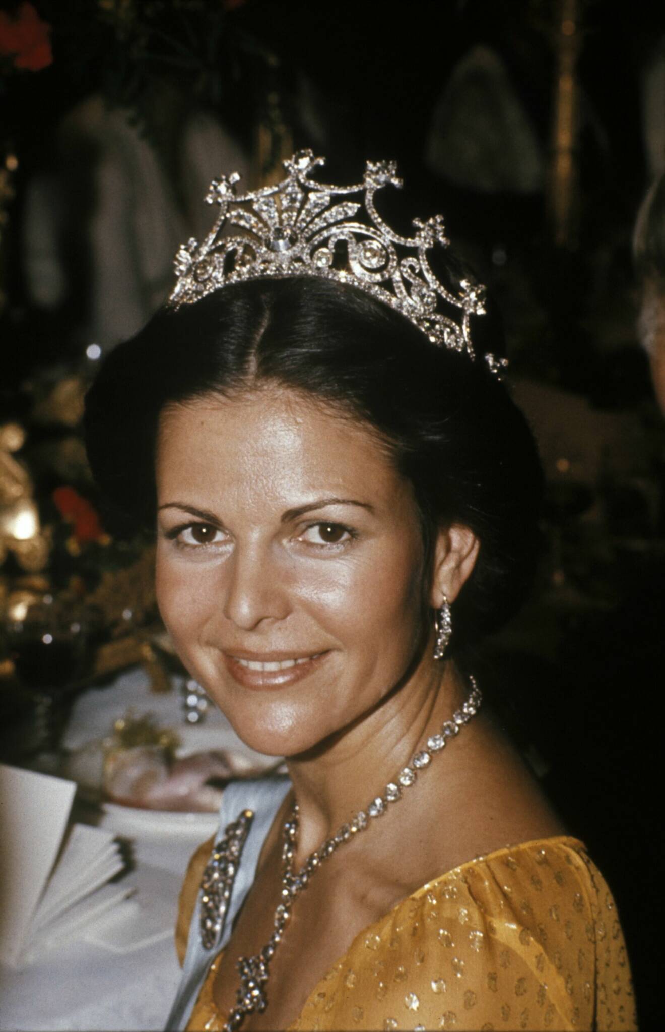 Drottning Silvia vid sin första Nobelfest 1976.