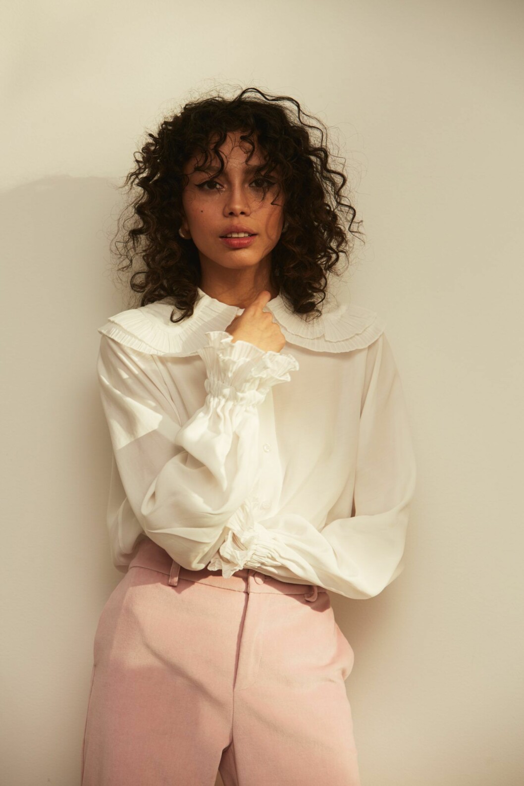 Plissé collar blouse