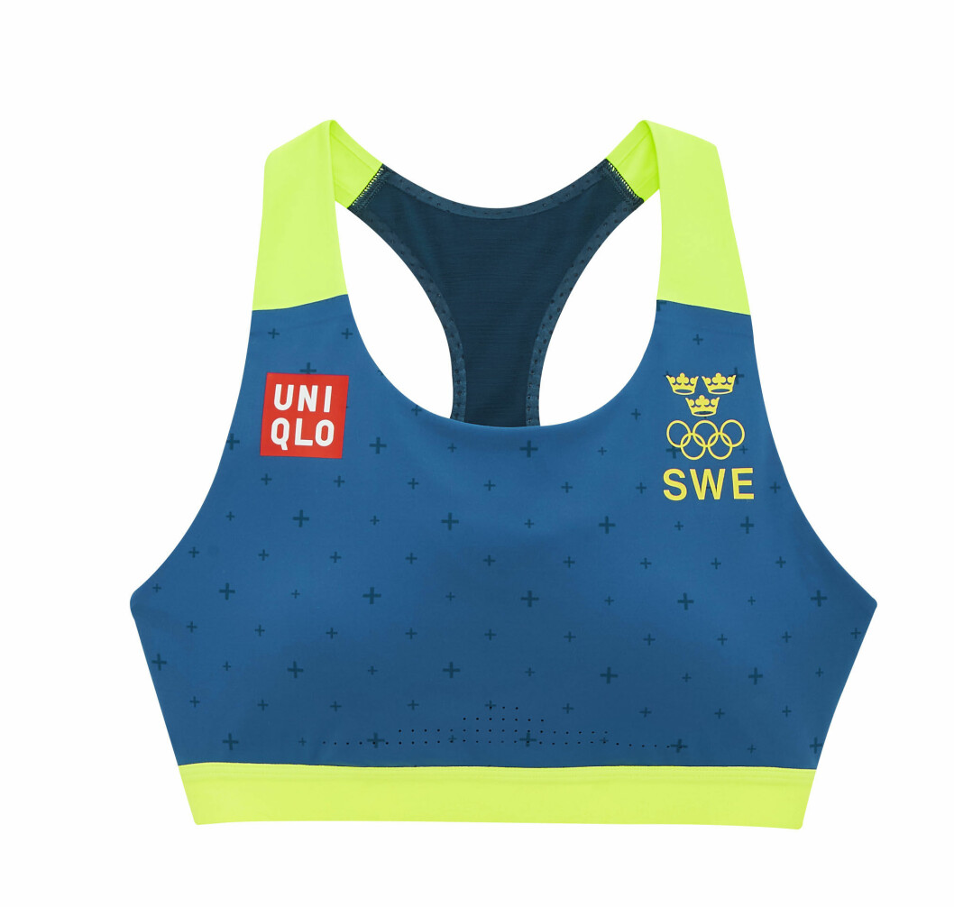 Sporttopp i blått och gult. Uniqlo för OS i Tokyo.