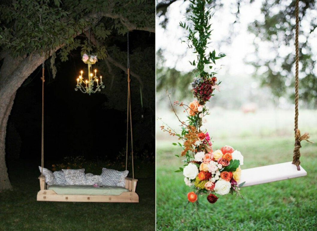 Via: Wooden Pallet Furniture / Lucia Se Casa Två olika trädhammockar för två