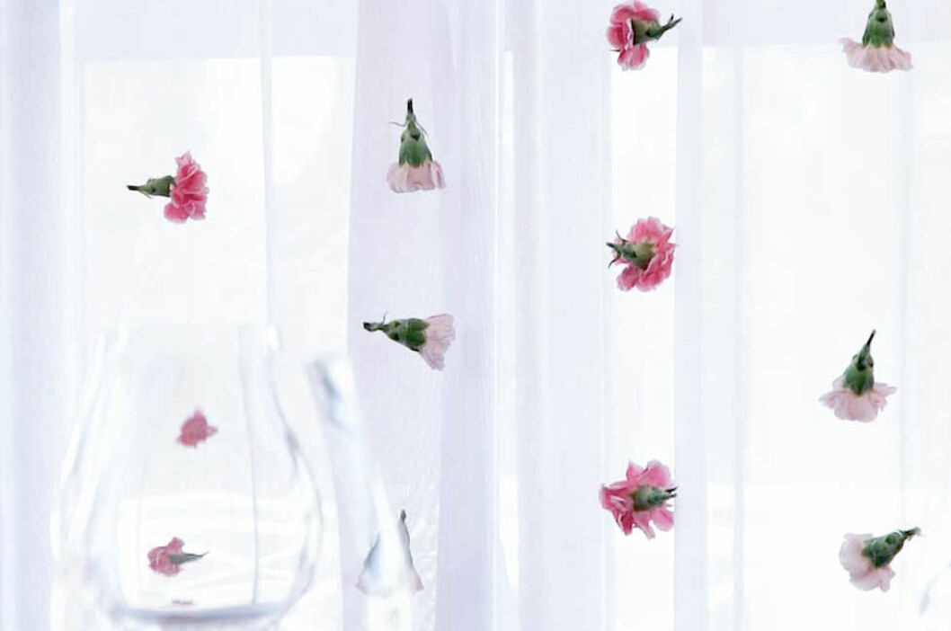 Jirlanger, blommor på tråd, dekoration till bröllop
