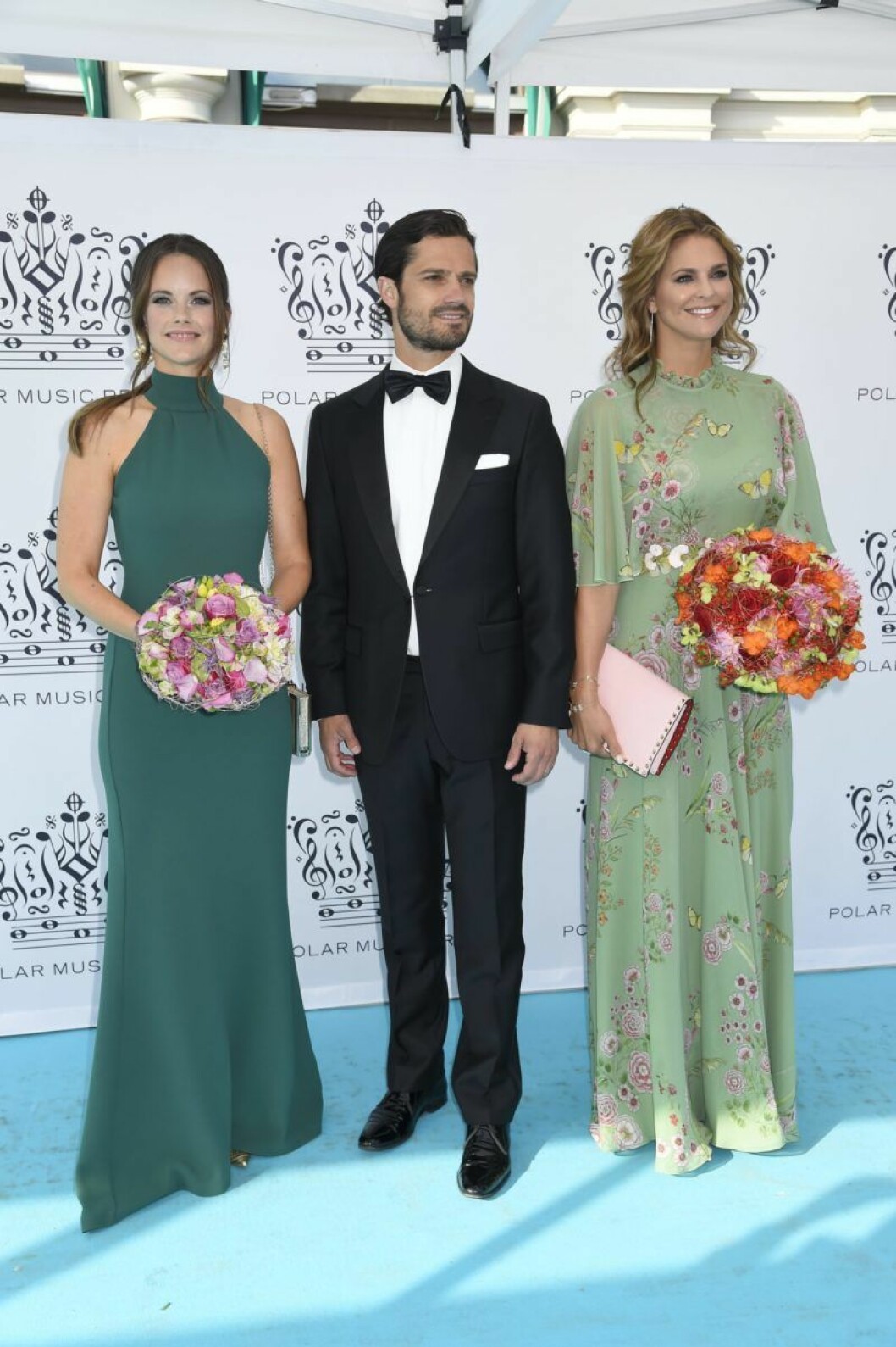 Prinsessan Sofia, prins Carl Philip, prinsessan Madeleine Prinsessan Sofia, prins Carl Philip, prinsessan Madeleine på röda mattan på Polarpriset.