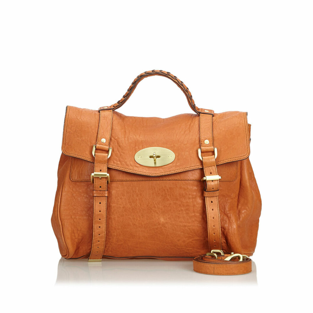 Vintageväskan Alexa leather Satchel från Mulberry i ljusbrunt läder.