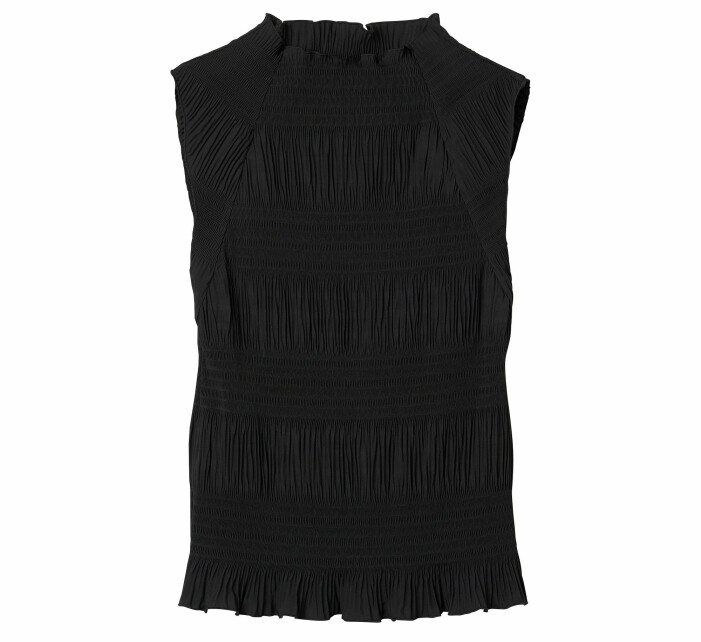 svart veckad blus