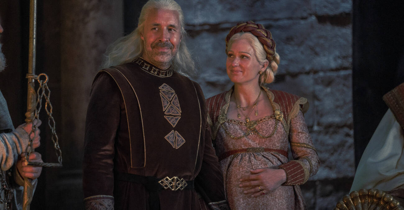 Kung Viserys och Aemma i House of the dragon på HBO Max