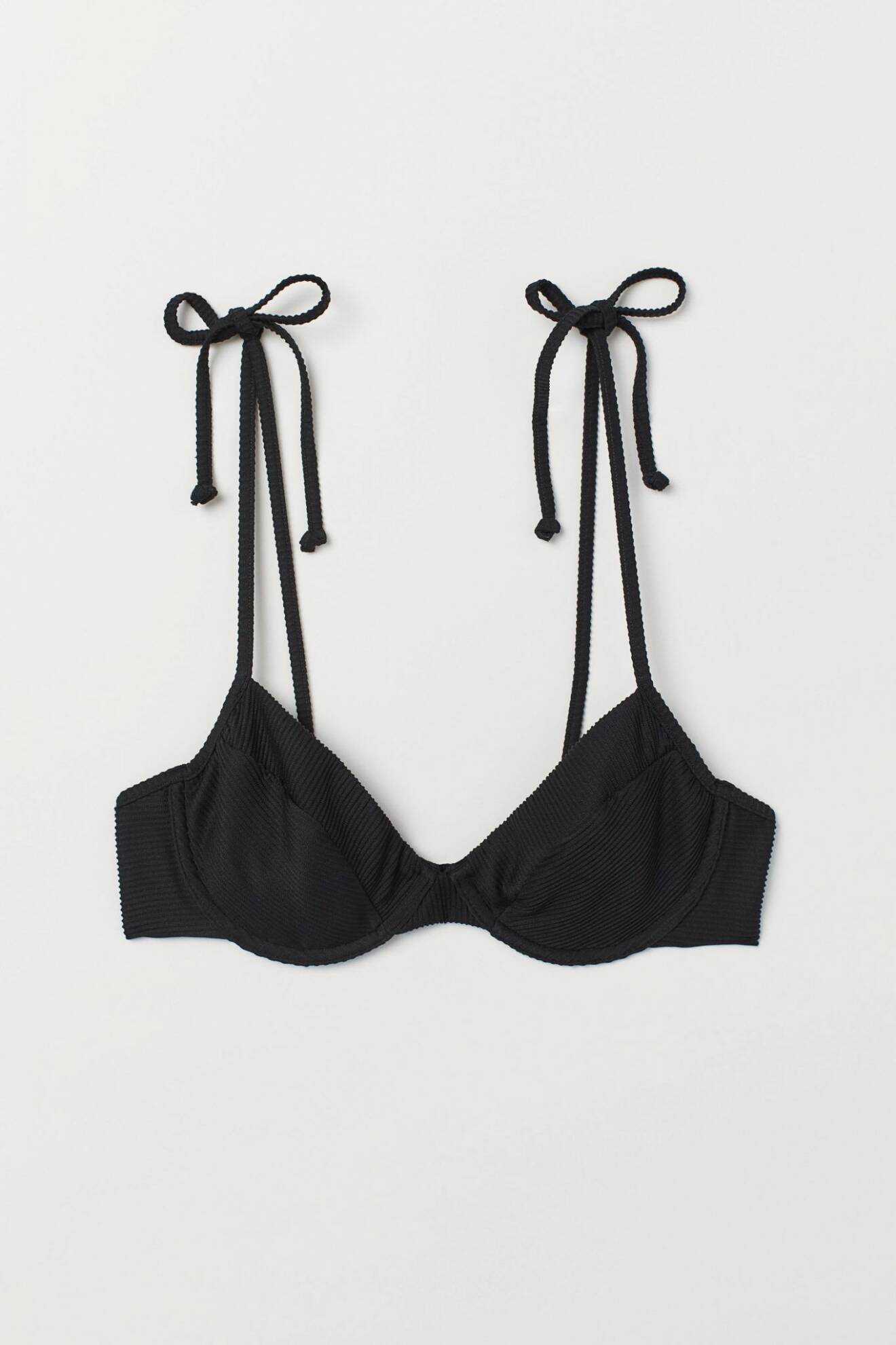 svart bikiniöverdel i bygelbehå-modell med justerbara knytband från H&M.