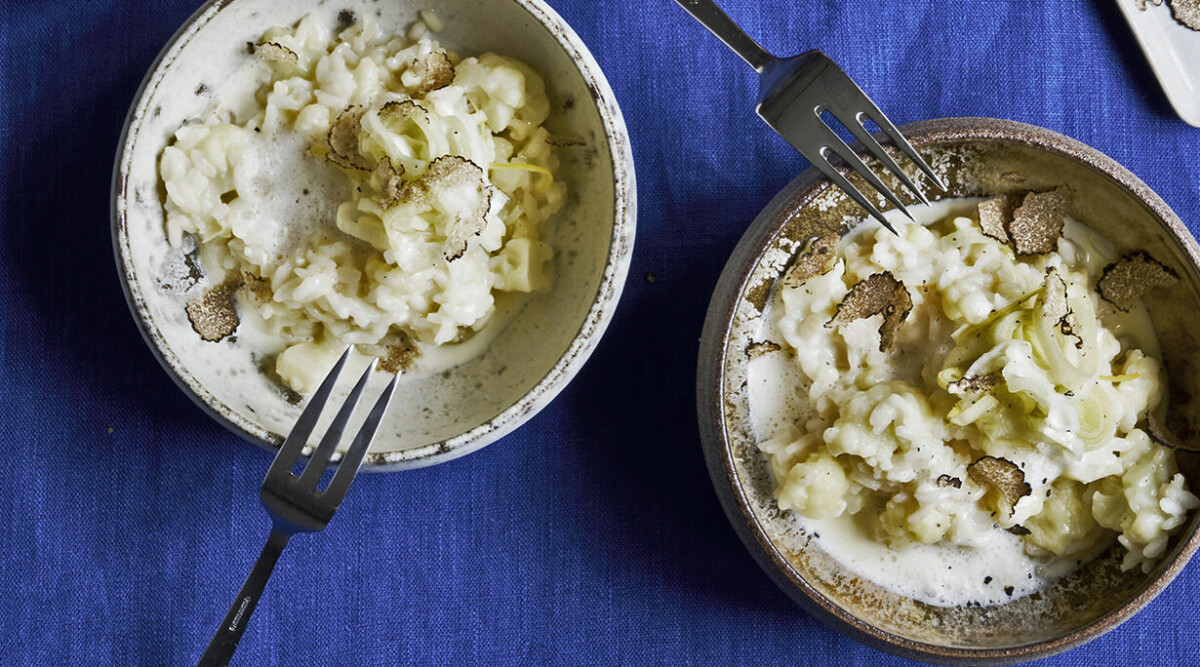 Blomkålsrisotto med tryffel och parmesanskum