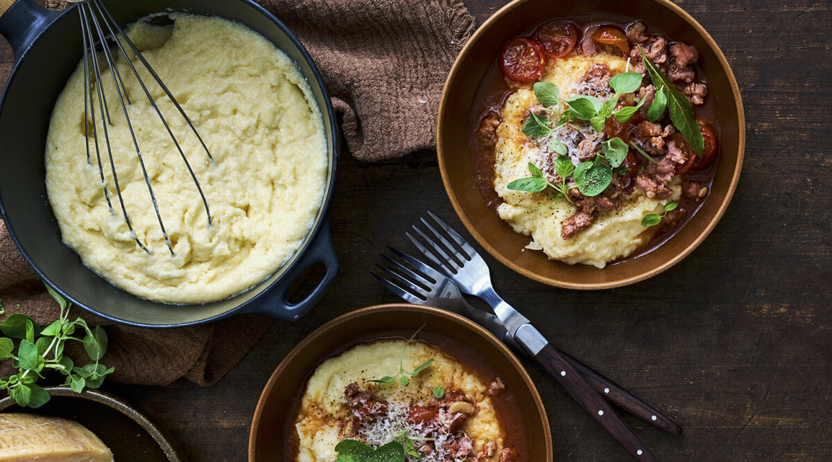 Krämig polenta med salsicciaragu