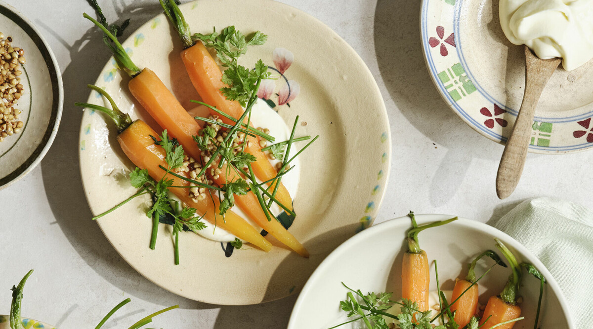 Blancherade morötter med gräddig citrondressing