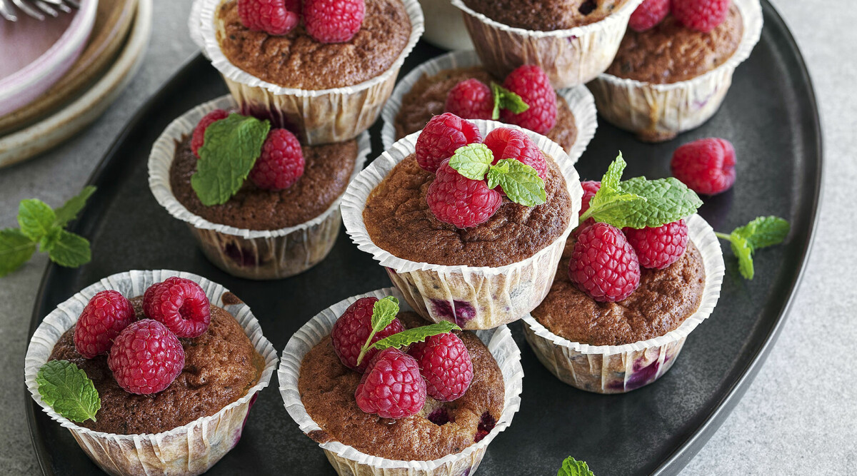 Chokladmuffins med hallon