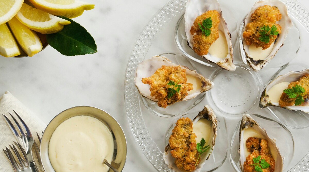Friterade ostron med citronmajonnäs