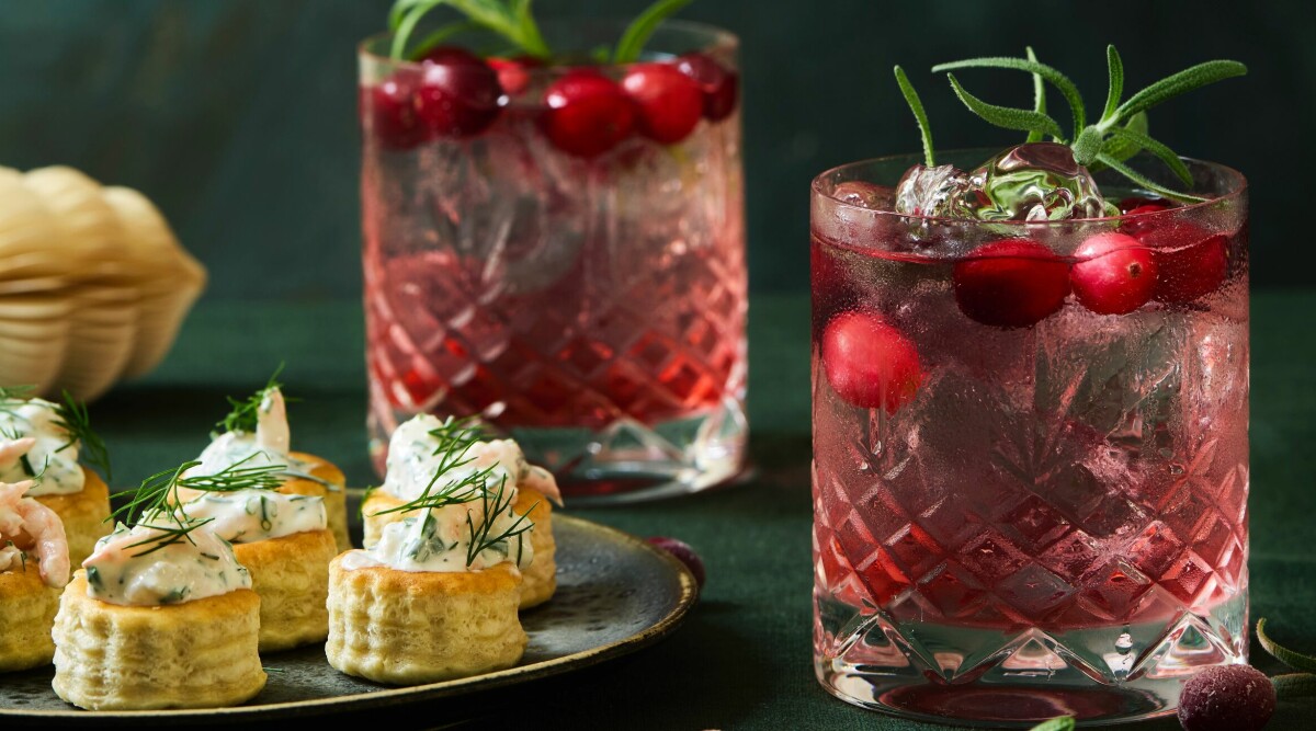 GT med tranbär och krustader med räkor