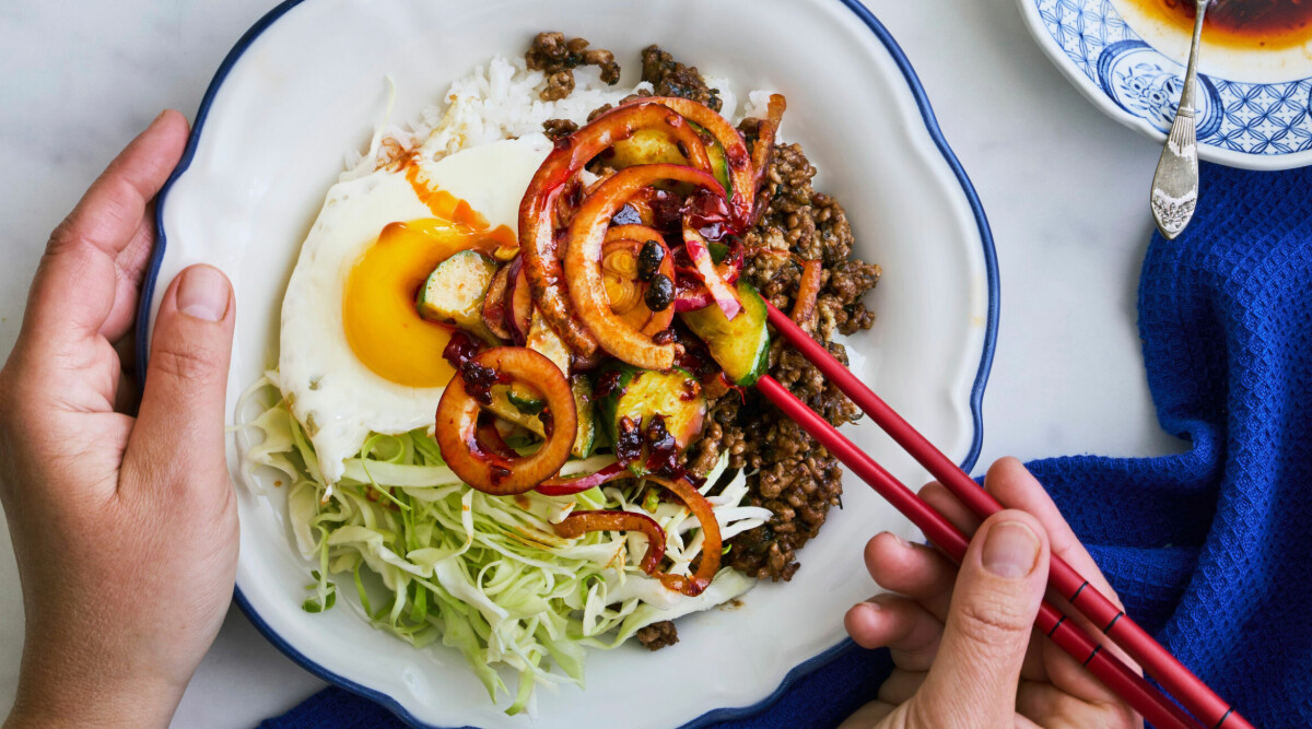 Chop chop-bowl med färs och ägg