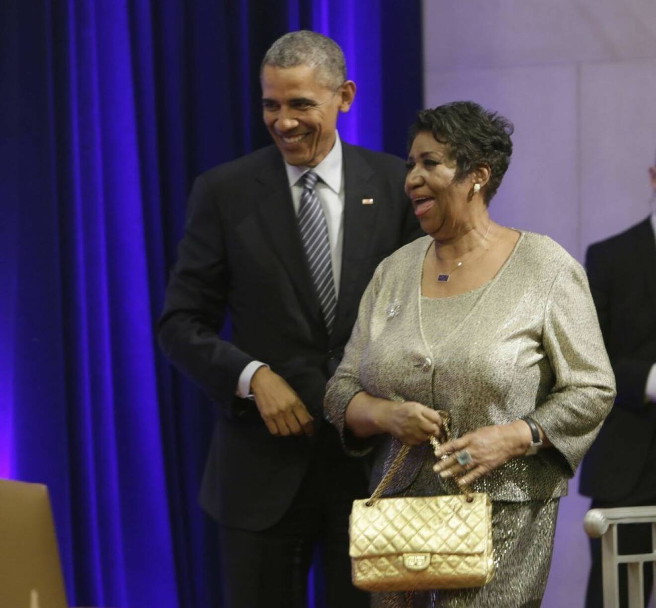 Obama och Aretha 2015. 