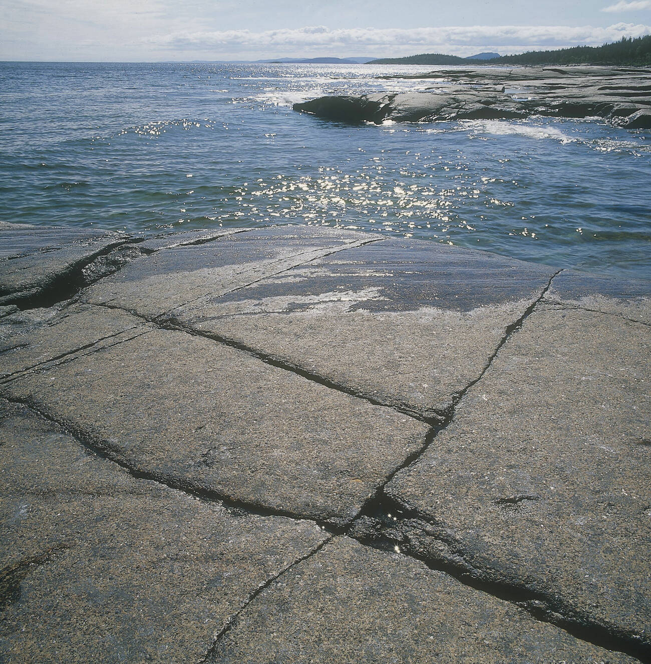 Soliga klippor och glittrande hav i Rotsidan