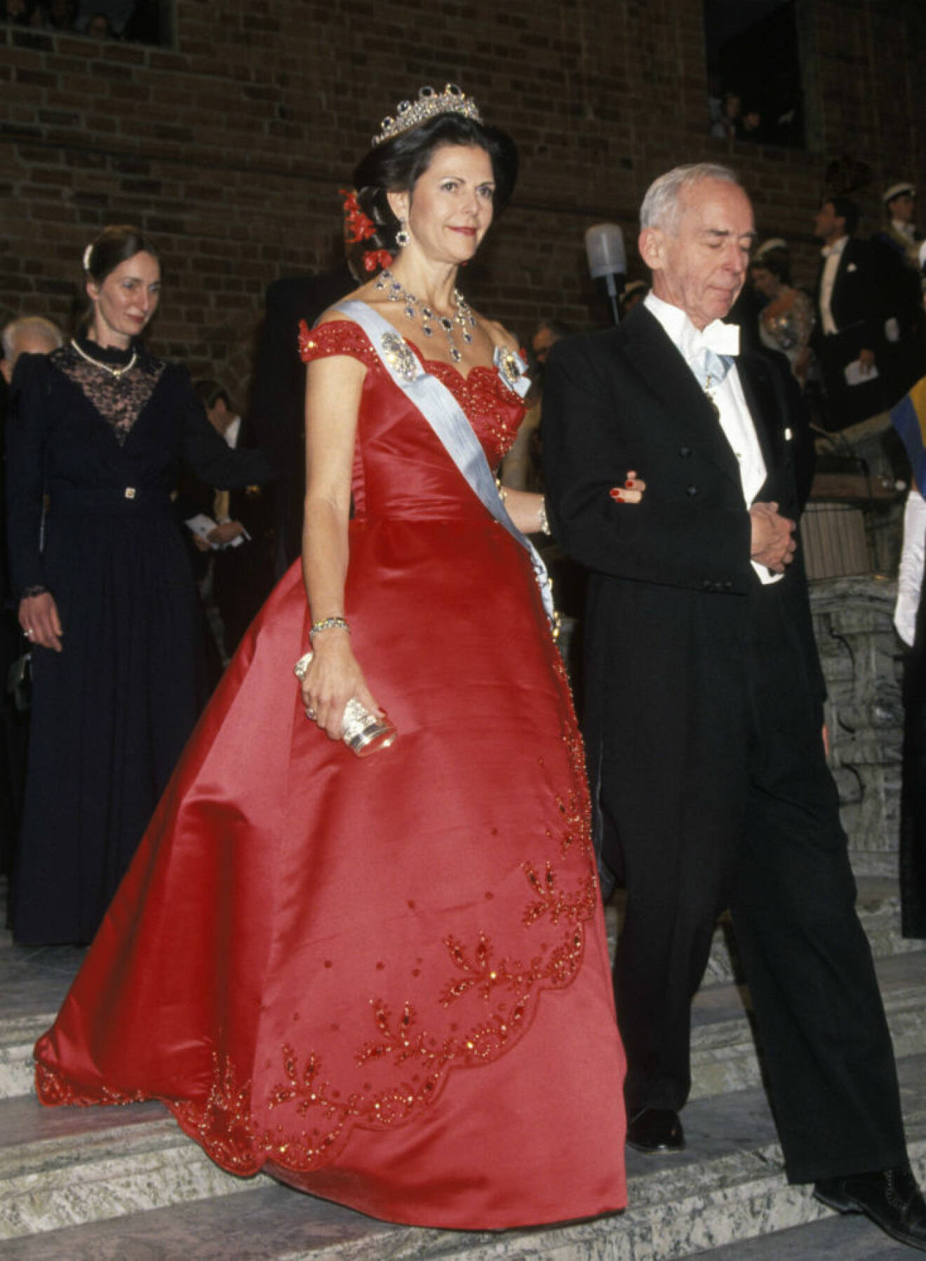 1991 Klänning av Jörgen Bender som skapades för danska drottning Margrethes 50-årsdag och återanvändes på nobelfesten