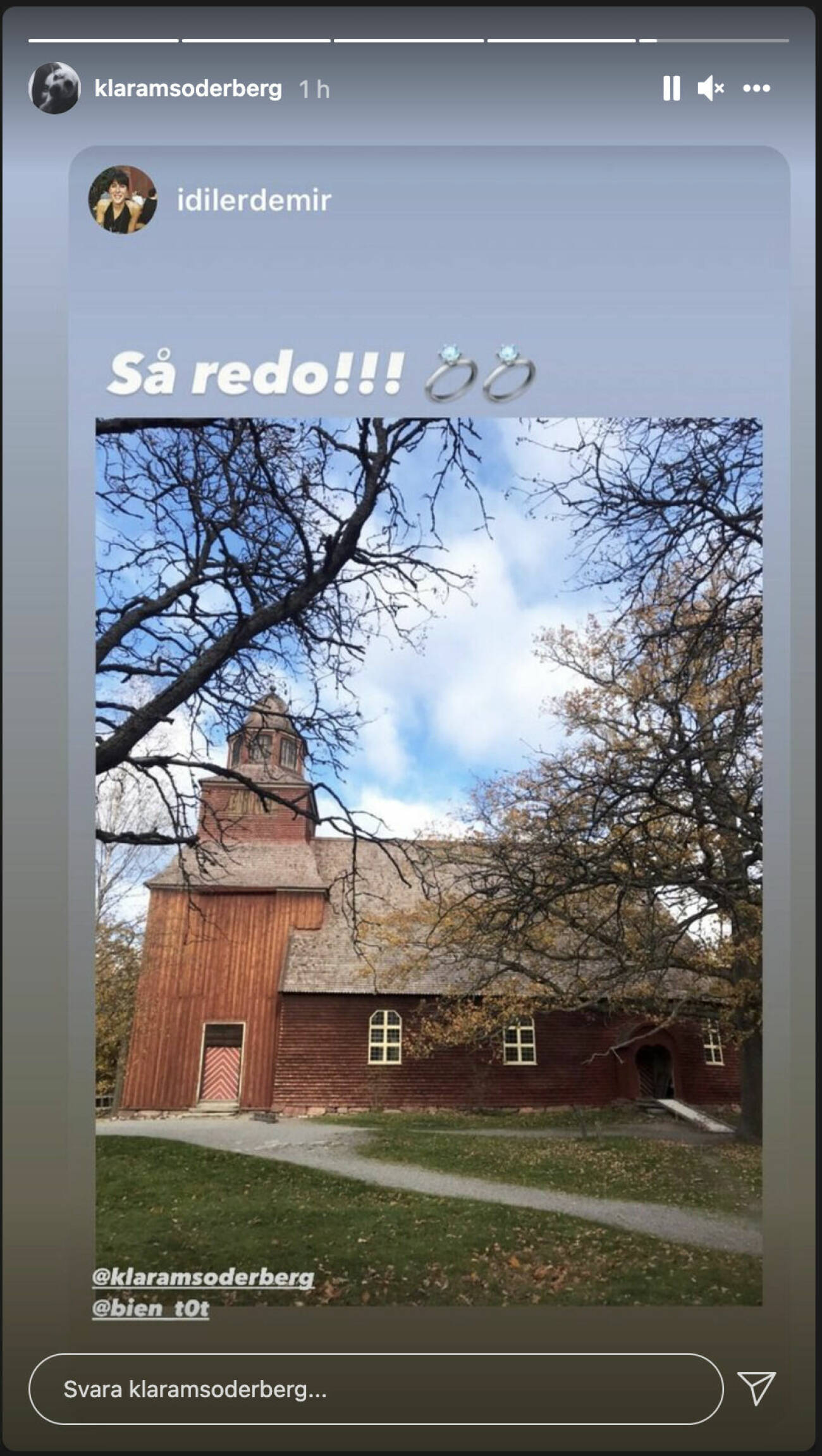 bild från klara söderbergs instagram story