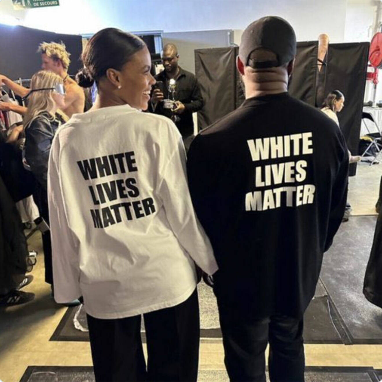 Kanye West och den konservativa influencern Candace Owens i White Lives Matter-tröjan.