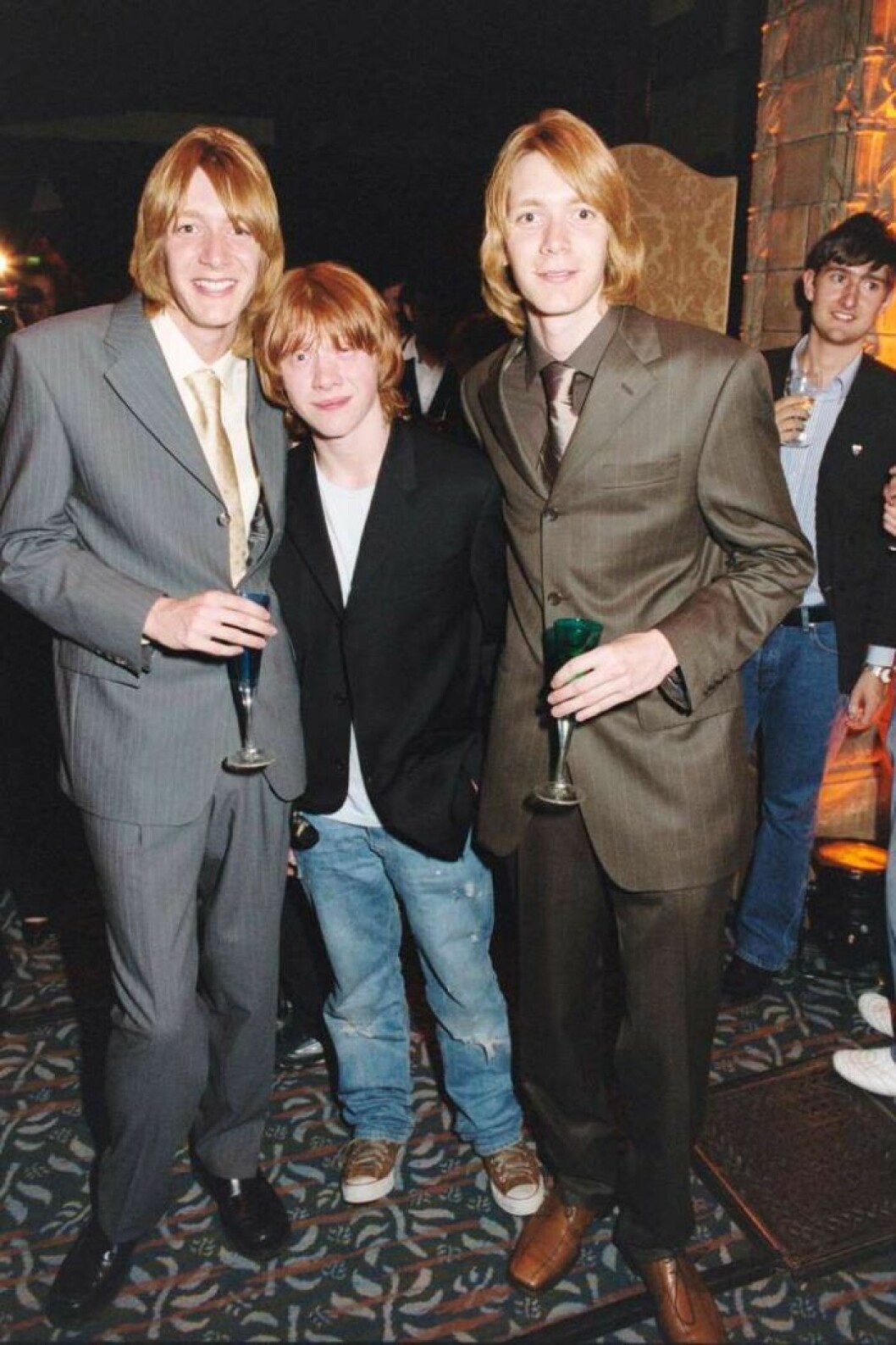 James Phelps, Rupert Grint och Oliver Phelps vid premiären av ”Harry Potter och fången från Azkaban” år 2004. Harry Potter film har premiär år 2004