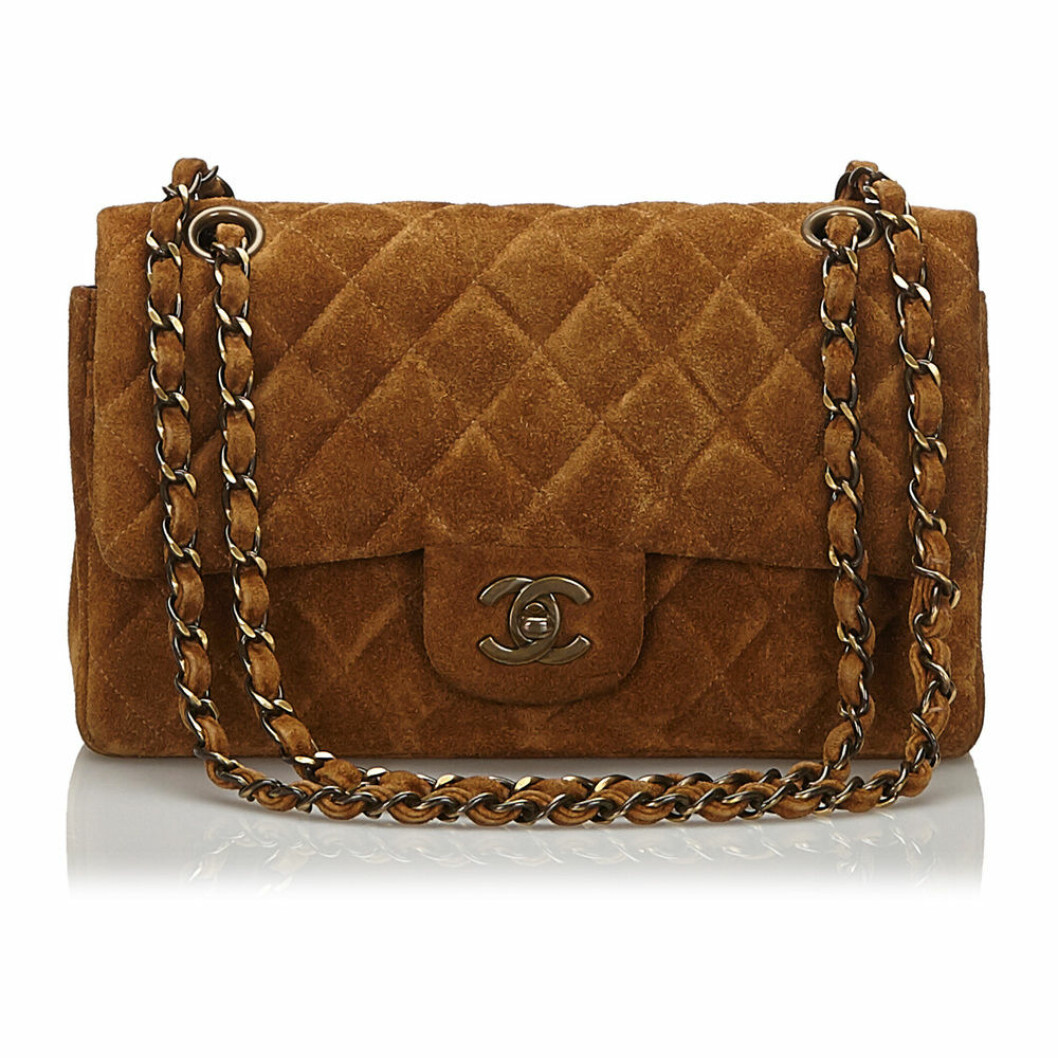 Vintageväska från Chanel i brun mocka.