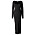 Adoore svart ribbad klänning med hjärtformad ringning – Roma Dress