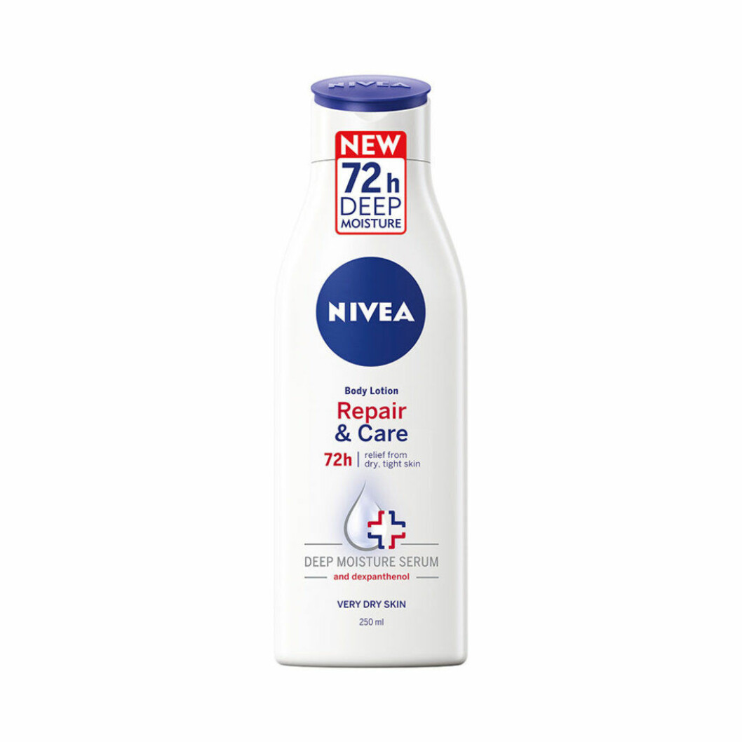 Body Lotion Repair & Care, 72h. <a href="https://track.adtraction.com/t/t?a=1136856392&as=1212076637&t=2&tk=1&epi=boostbranna&url=https://www.ahlens.se/Skonhet/hudvard/kropp/bodylotion-kroppsoljor-15290/nivea-body-lotion-repair-care-72h-37686789" target="_blank" rel="noopener">Här kan du köpa den</a>. hudlotion