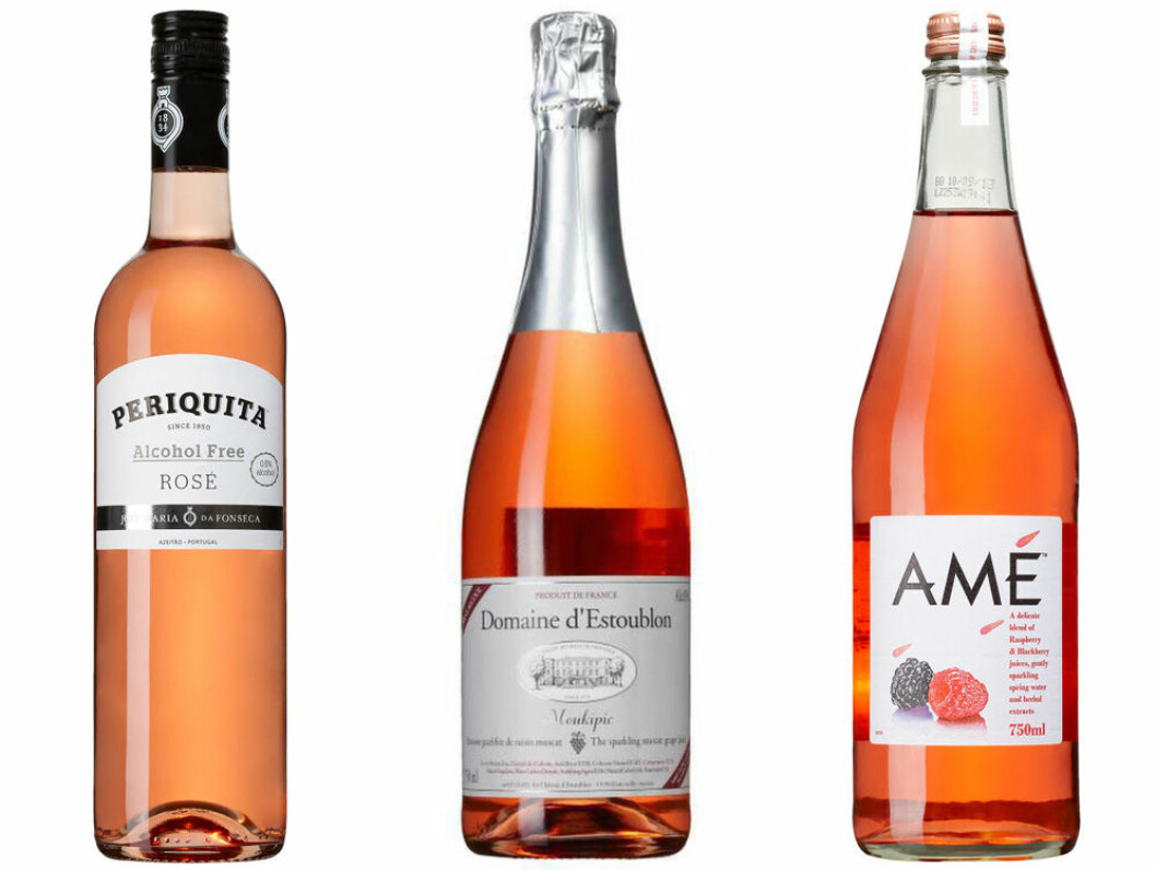 Tre goda alkoholfria roséviner. Tre goda alkoholfria roséviner.