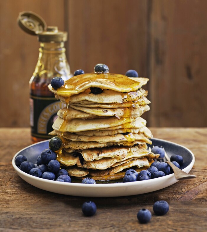 Amerikanska pannkakor med blåbär.