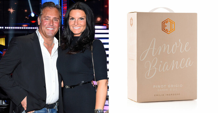 Emilio och Åsa Ingrosso, samt en box vin