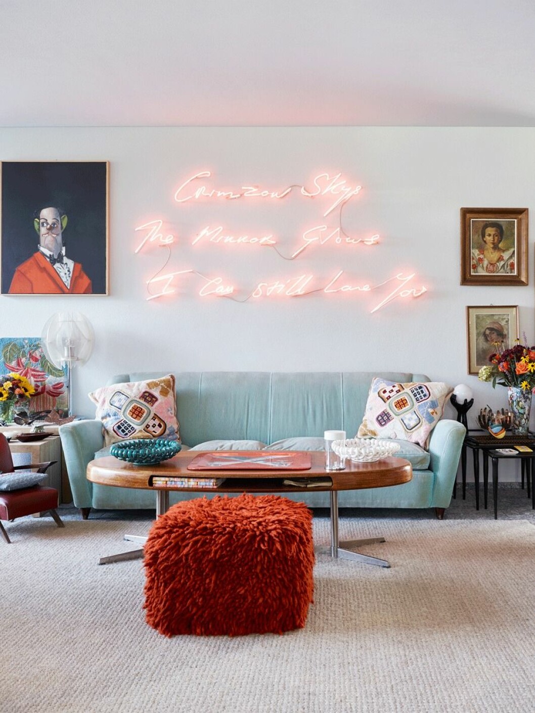 Neonlampa med text
