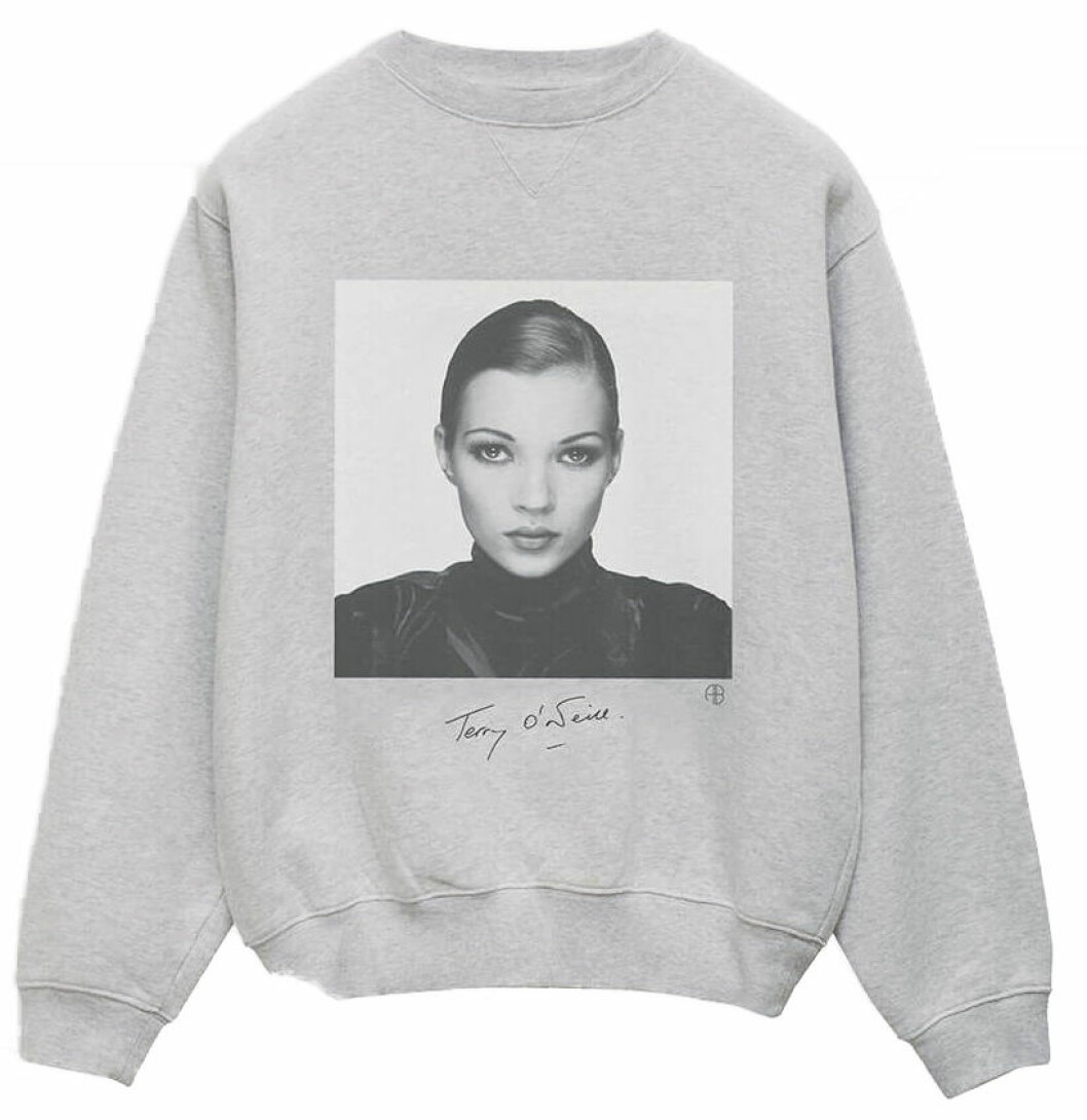grå sweatshirt med Kate moss print från Anine Bing x Terry O’Neill