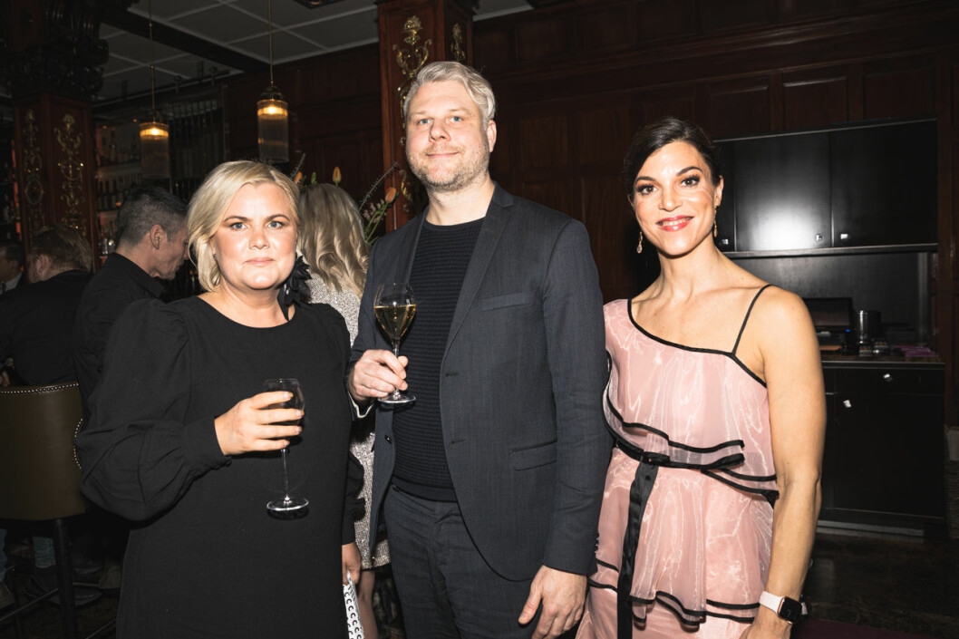 Malin Karlunden, Tobias Franzén och Sara Forssberg. Malin Karlunden, Tobias Franzén och Sara Forssberg på annonsmingel före ELLE-galan 2020