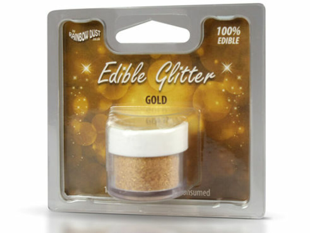 Ätbart glitter att göra fina guldkanter på glasen med.
