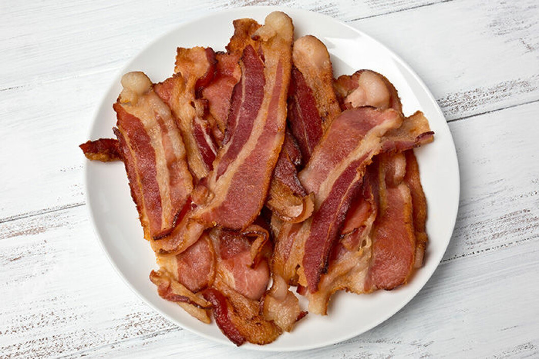 Ugnsrostade baconskivor. Ugnsrostade baconskivor.