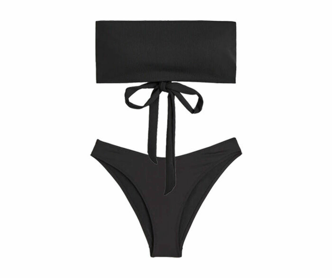 svart bikini beandeau med matchande bikinitrosor från H&amp;M