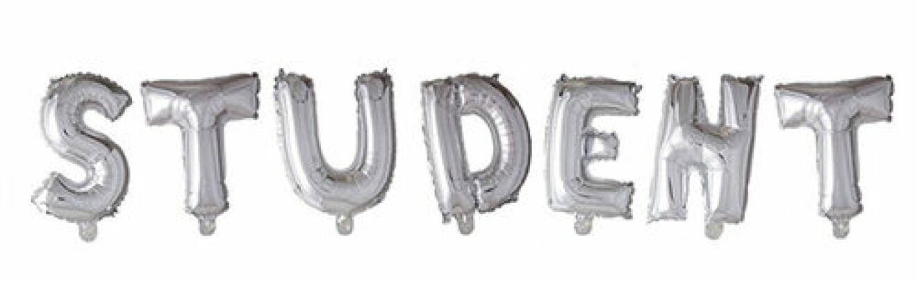 ballonger med text student i silver