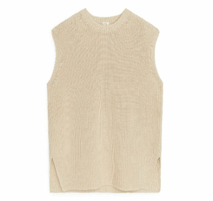 beige stickad väst slits dam